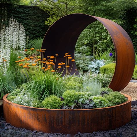 china outdoor metal planter boxes|circular corten steel planters.